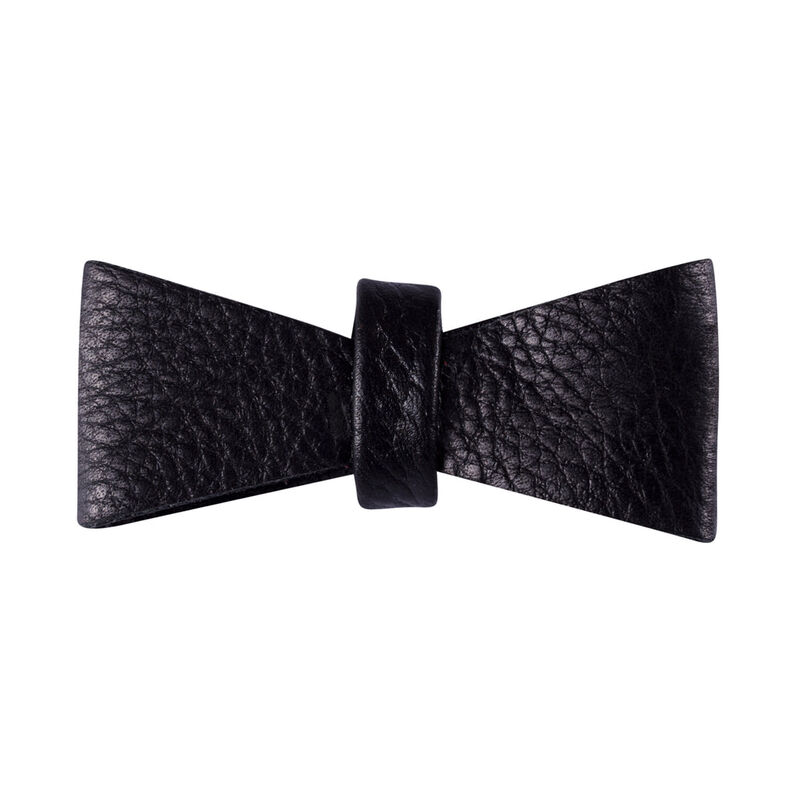 POISEPUP Cute Handmade Genuine Soft Full Grain Leather Dog Bow Tie - Black