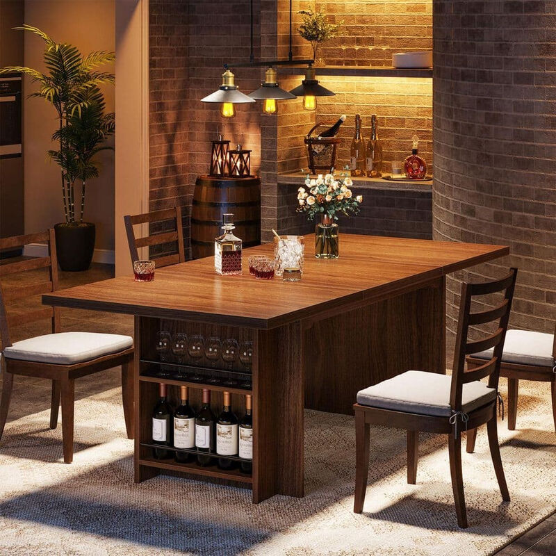 Tribesigns 63" Farmhouse Dining Table Wooden Kitchen Table image number 1