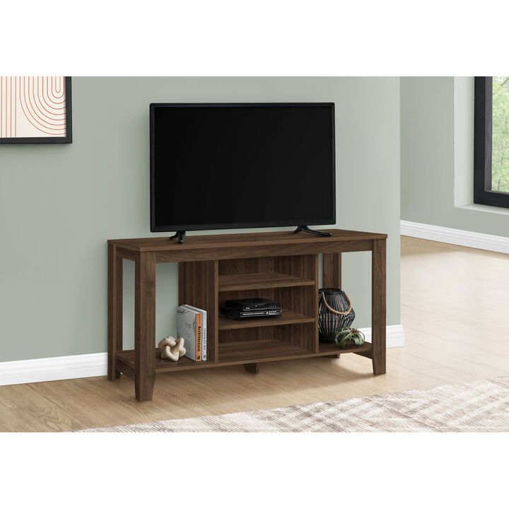 Monarch Specialties I 3566 Tv Stand, 48 Inch, Console, Media Entertainment Center, Storage Shelves, Living Room, Bedroom, Laminate, Walnut, Contemporary, Modern