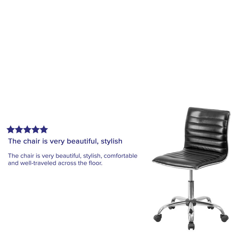 Alan Low Back Designer Armless Ribbed Swivel Task Office Chair image number 2
