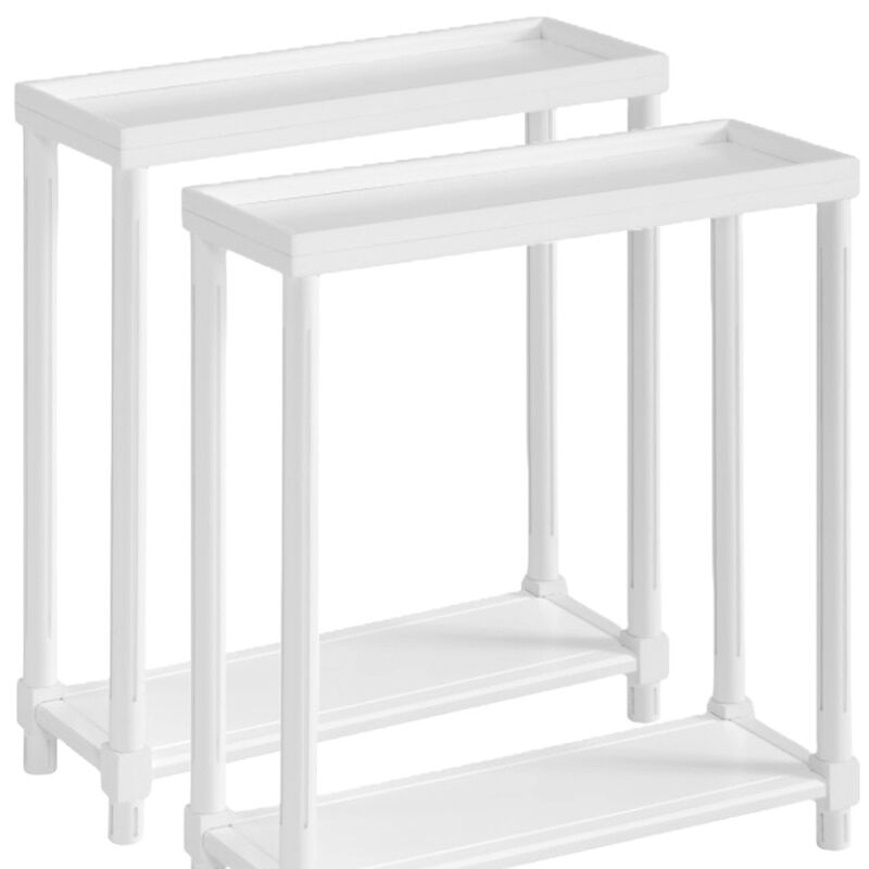 Hivvago Set Of Two 24 Inch White Wood Rectangular End Tables With Shelf