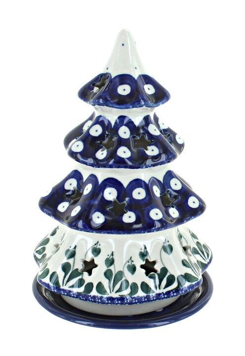 Blue Rose Polish Pottery Athena Medium Christmas Tree Luminary