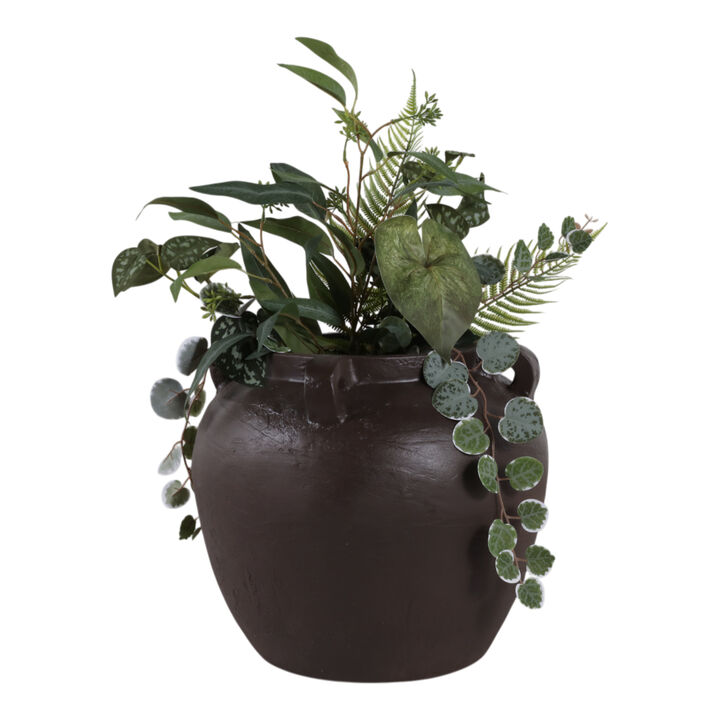 14x12" Textured Ecomix 4-handle Vase, Brown