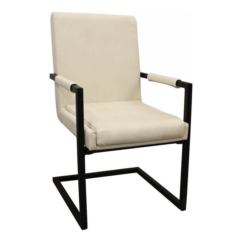 Wendy Arm Chair in Ivory Leather 2-Piece Set