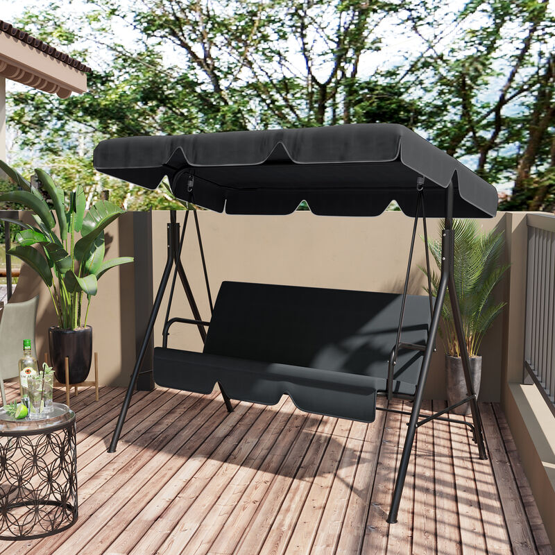 Outsunny 2 Seater Swing Canopy Replacement, Outdoor Swing Seat Top Cover, UV50+ Sun Shade (Canopy Only) for 84A-054 Series, Black