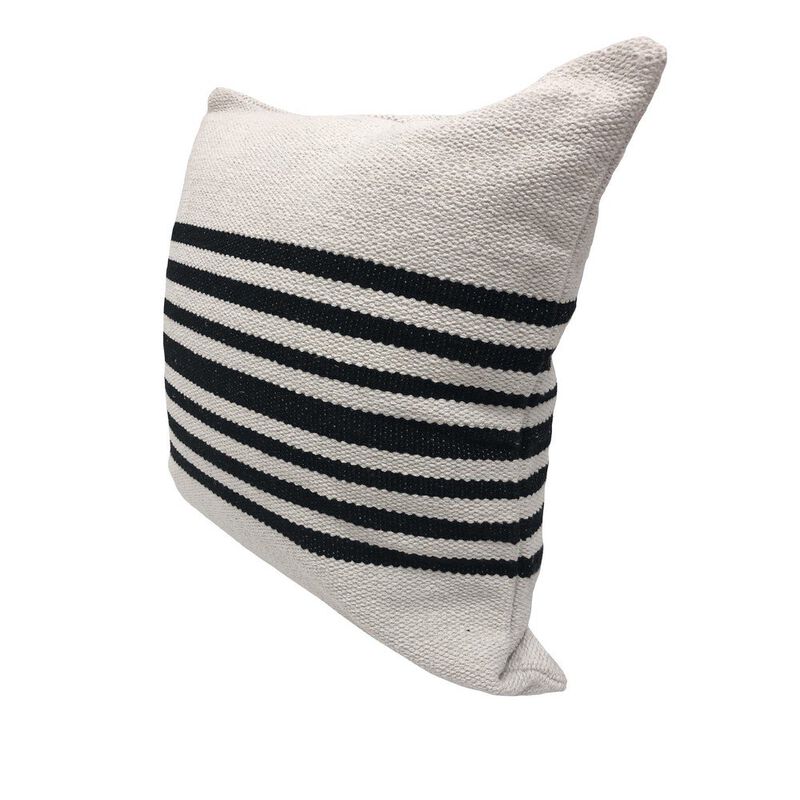 HomeRoots Set of Two Black and White Striped Cotton Throw Pillows image number 3
