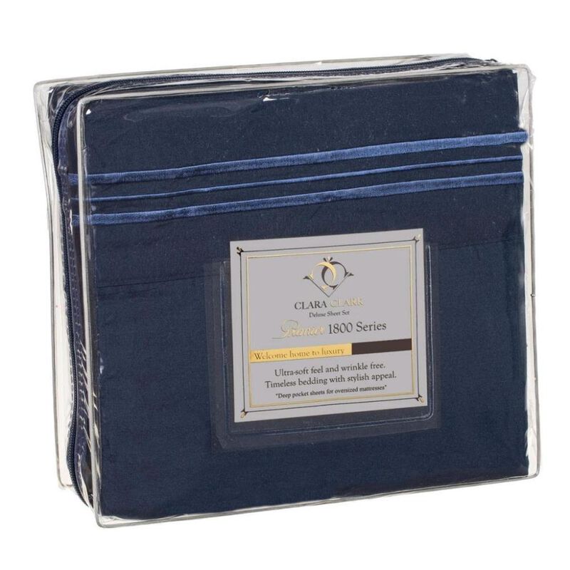 Hivvago King size 4-Piece Wrinkle-Free Microfiber Sheet Set in Navy Blue