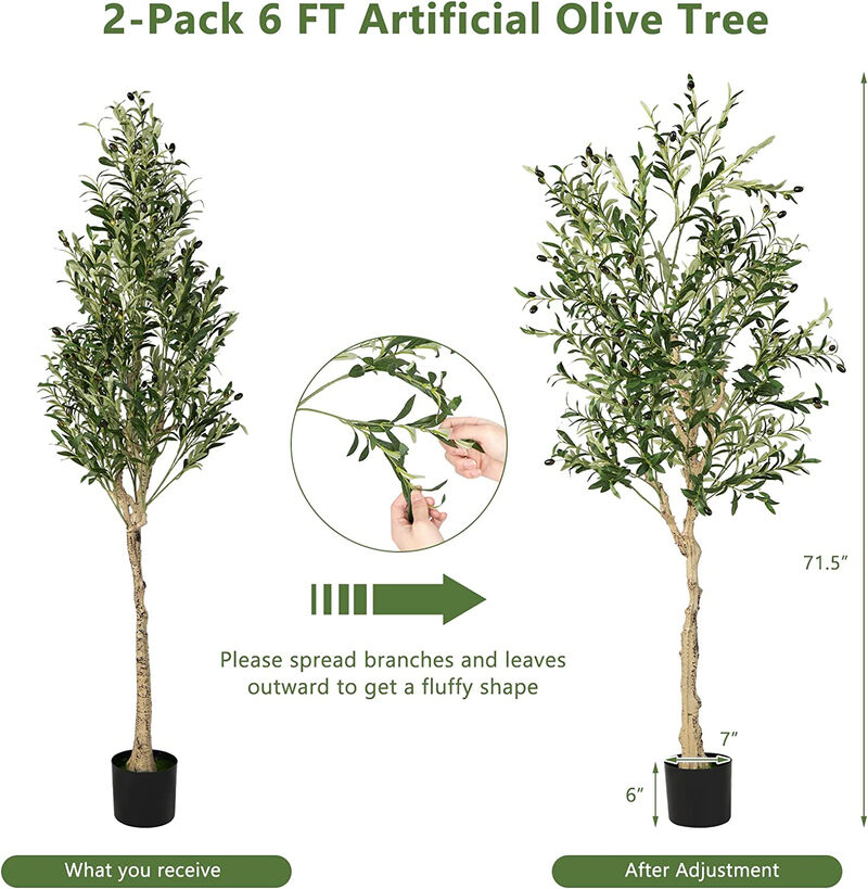6 Feet  Artificial Olive Tree in Cement Pot