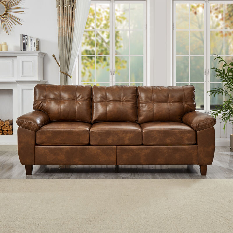 Buldef Breathable Faux-Leather Sofa image number 1