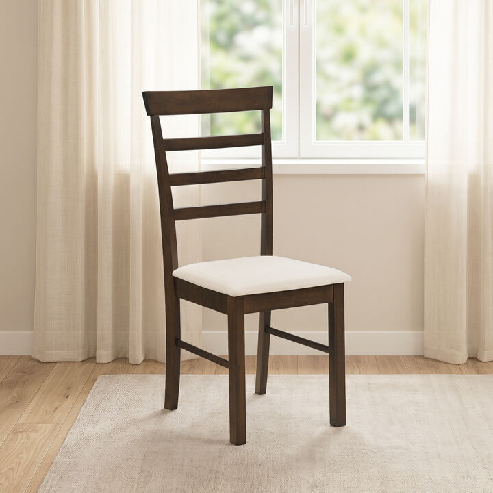 Modern Wooden Dining Chairs Set of 4 with Comfortable Fabric Cushion for Dining Room Use-Brown