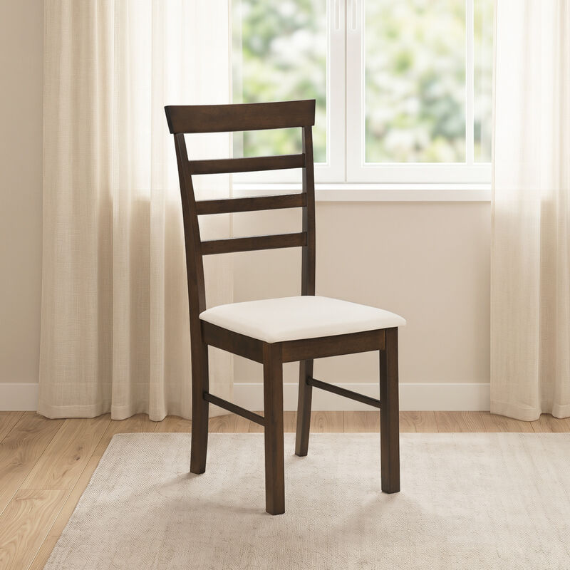Modern Wooden Dining Chairs Set of 4 with Comfortable Fabric Cushion for Dining Room Use-Brown image number 1
