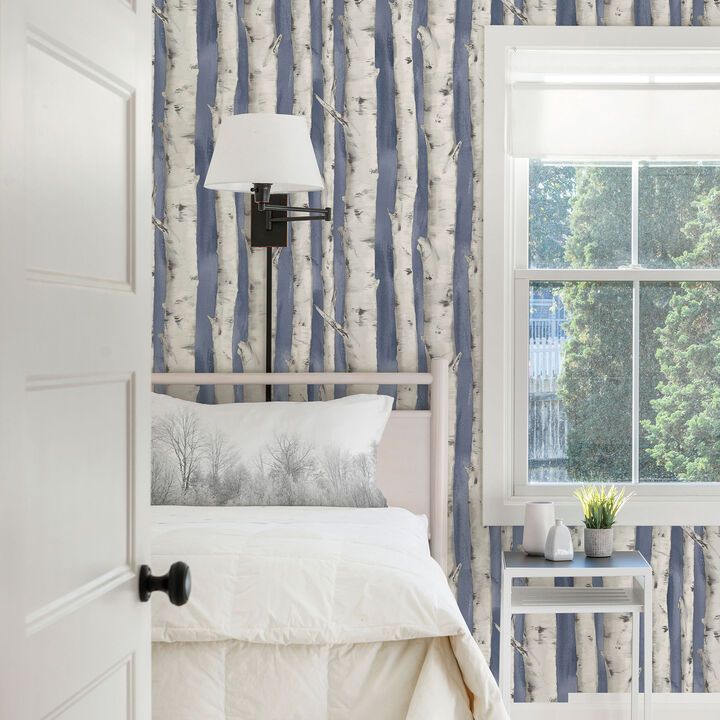 Pioneer Denim Birch Tree Wallpaper