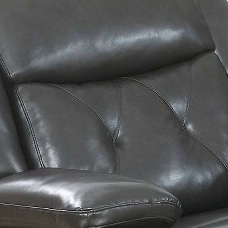 Nuna 40 Inch Power Recliner Chair with Manual Pull Tab, Brown Faux Leather-Benzara image number 3
