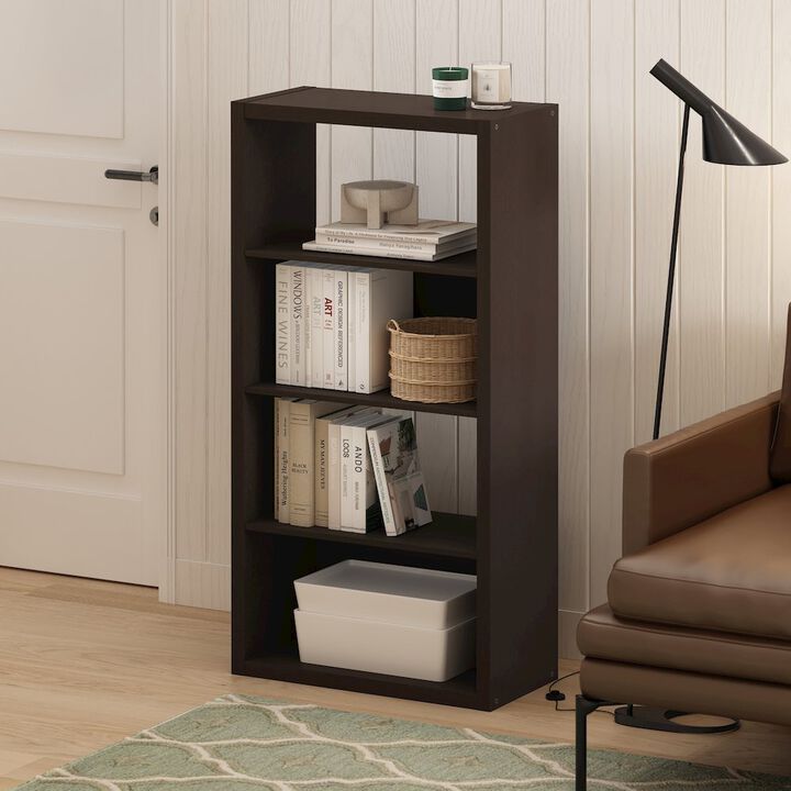 Viola 4-Tier Open Shelf Bookcase, Bookshelf, Dark Oak