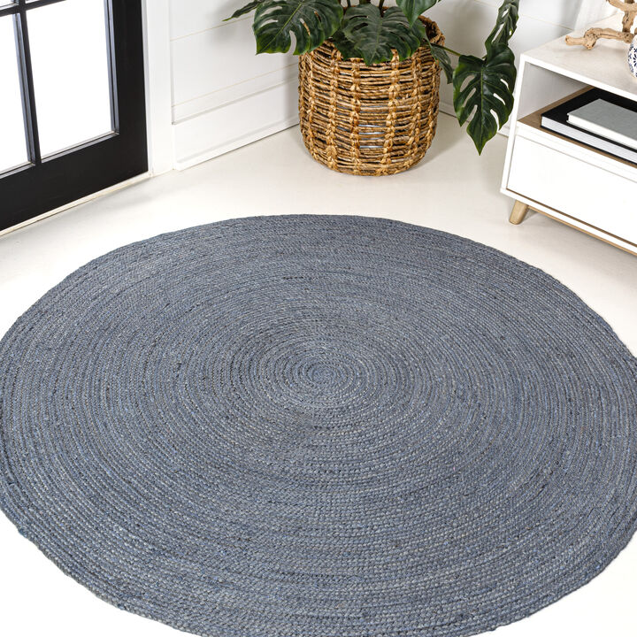 Zara Braided Coastal Cottage Round Jute Round Area Rug