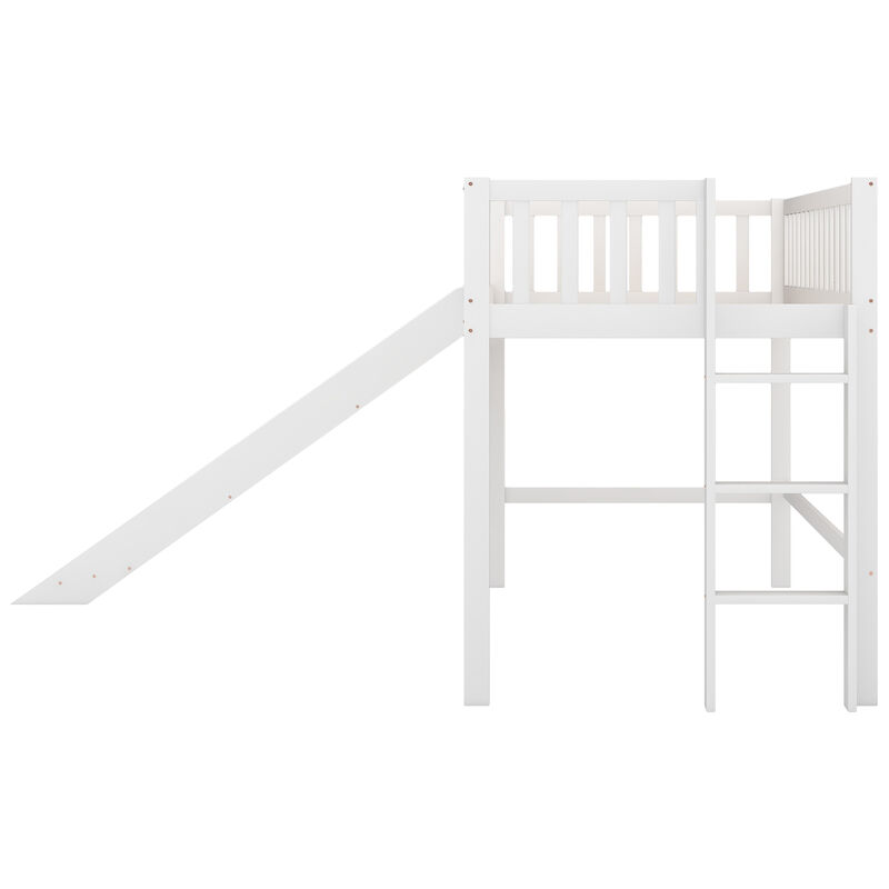 Merax  Low Loft Bed with Ladder and Slide