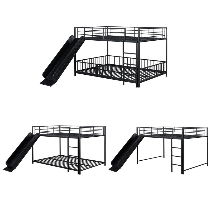 Merax Metal Bunk Bed with Slide and Guardrails