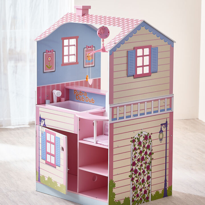Teamson Kids Doll Wooden Nursery Changing Station Dollhouse TD-11460A