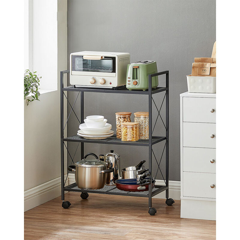 3-Tier Metal Storage Rack with Wheels