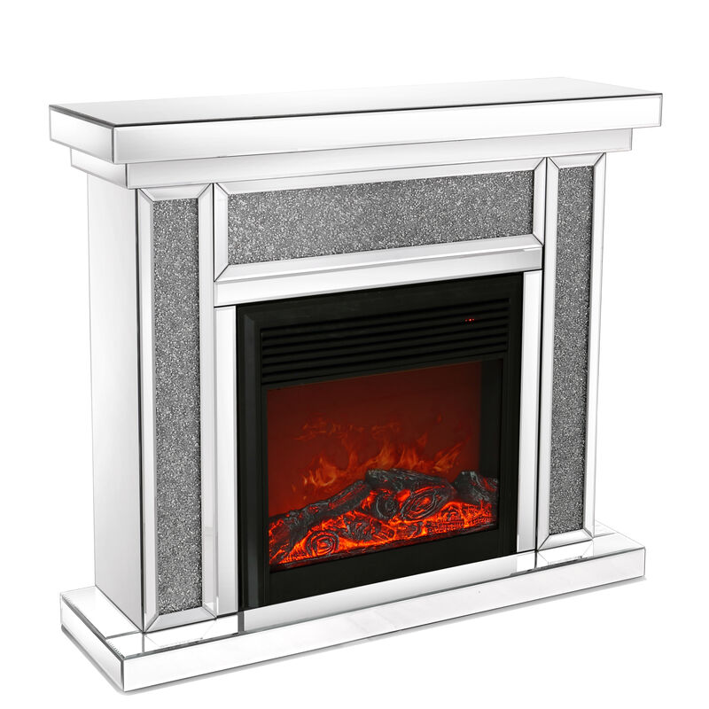 Streamdale Acrylic Diamond Mirror Mantelpiece with Electric Heater