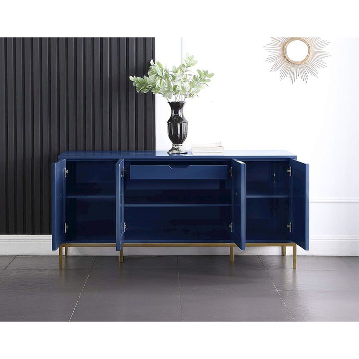 Best Master Furniture Sujay 65 Modern Wood Sideboard with Gold Accents in Navy