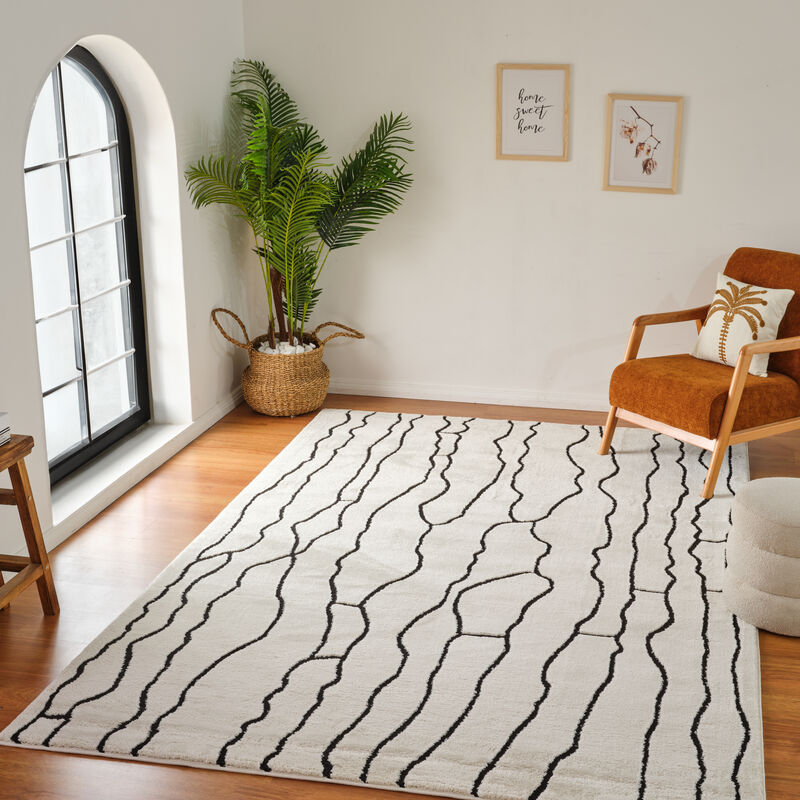 Rug Branch Aida Modern Abstract Cream Black Indoor Area Rug