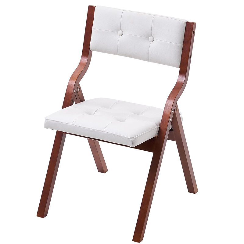 Wooden Folding Chairs Set of 2 with Cushion, Portable Padded Dining Chairs for Kitchen & Office image number 9