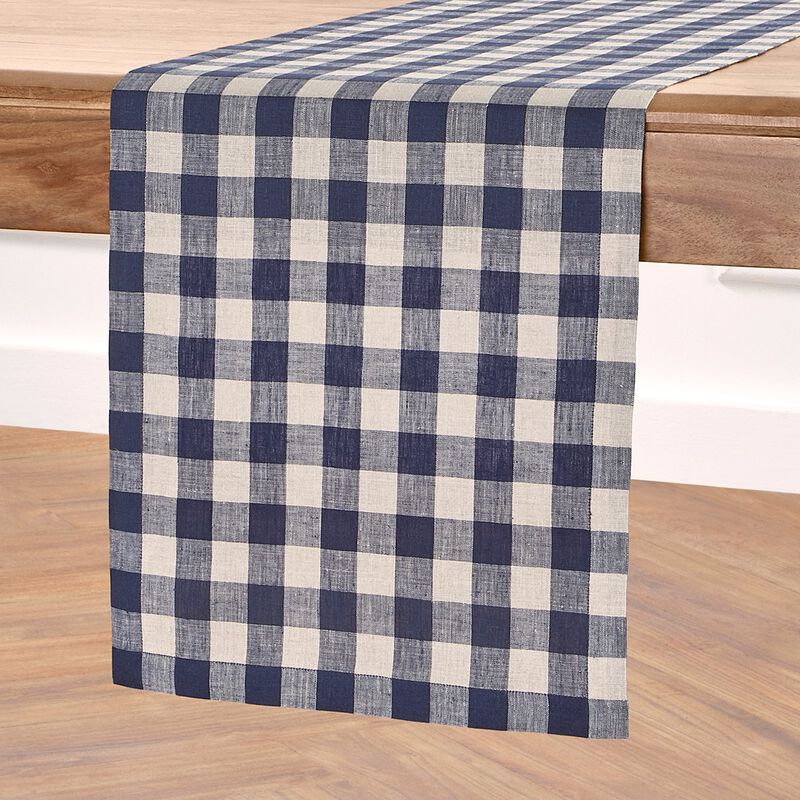 Christmas Linen Table Runner - Morgan Check, Solino Home