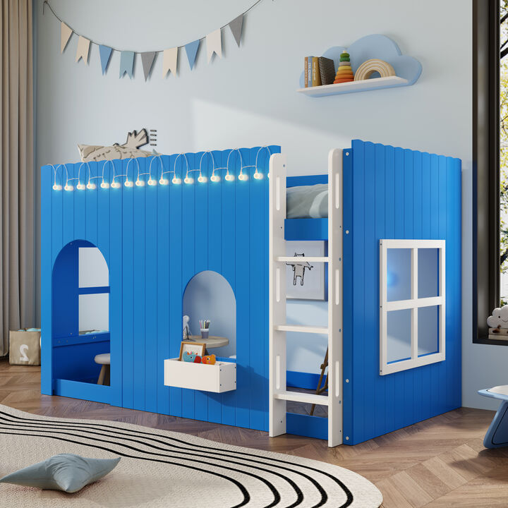 Merax Country-Style Loft Bed with Warm LED Lights