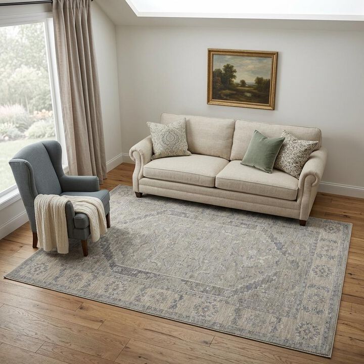 HomeRoots Floral Medallion Power Loom Area Rug