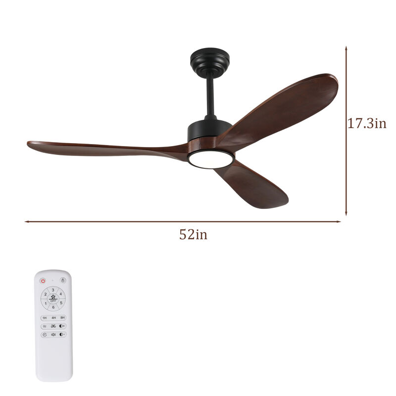 ELEMENT ACE 52 Inch Solid Wood Blade Ceiling Fan with LED Light and Remote Control Ideal for Living Rooms and Bedrooms image number 2
