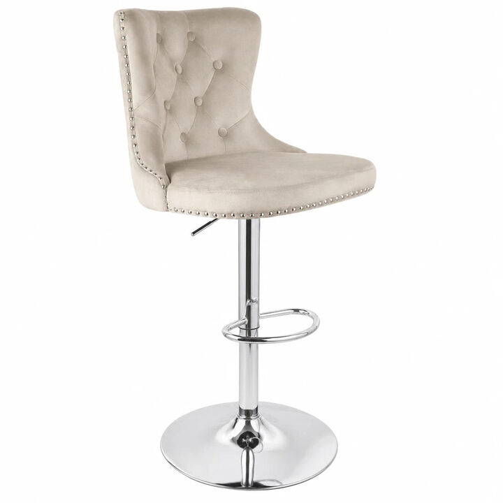 Modern Velvet Swivel Bar Stools Set of 2, Adjustable Counter Height Stools with High Back, Water Resistant 360&deg; Kitchen Island Chairs for Home Bar, Hotel, Workshop