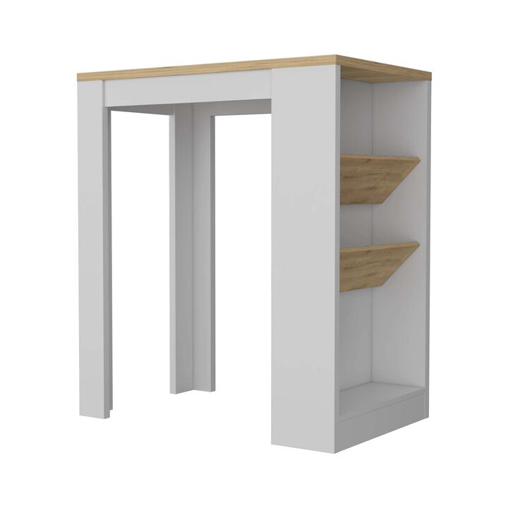 Streamdale Desoto Wine Storage Pedestal Kitchen Island White And Macadamia