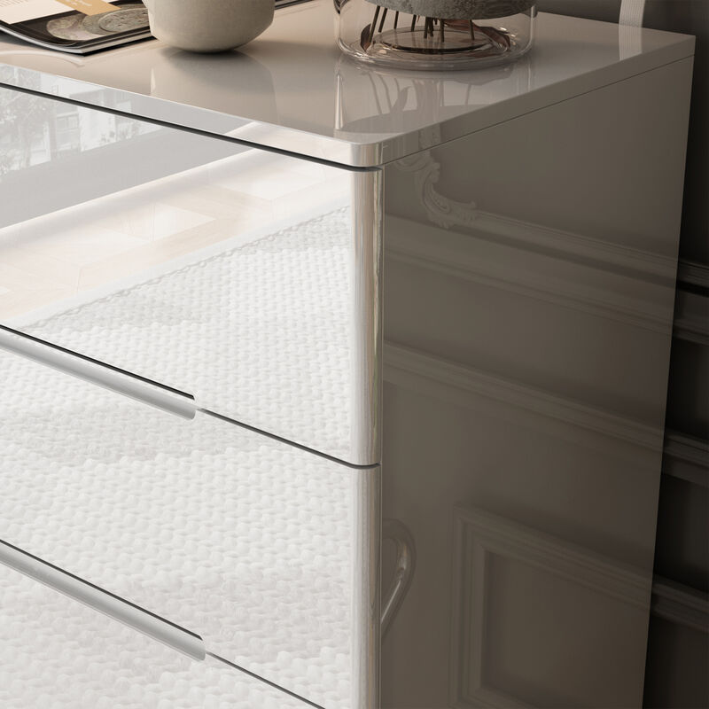 High Gloss White Wood 5-Drawer Chest of Drawers Storage Organizer With LED Lights (31.5 in. W x 42.6 in. H x 15.7 in. D)