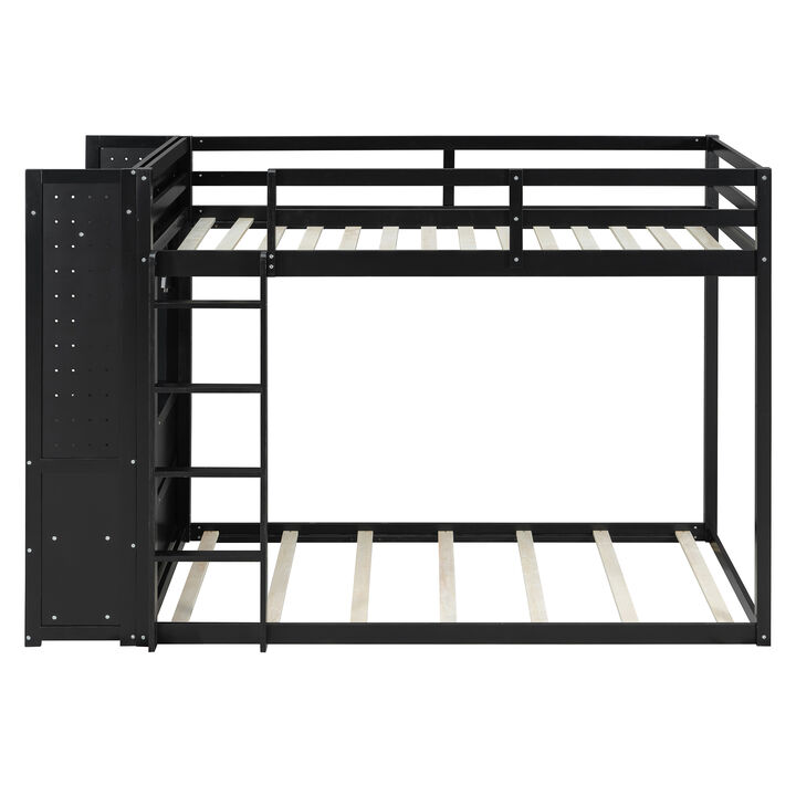 Whisen Twin Size Bunk Bed with 4 Drawers, Light & Pegboards, Wood, for Bedroom