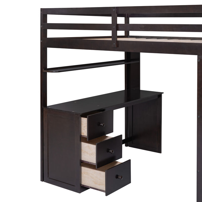 Merax Multi-Functional Loft Bed with Desk, Drawers & Wardrobe