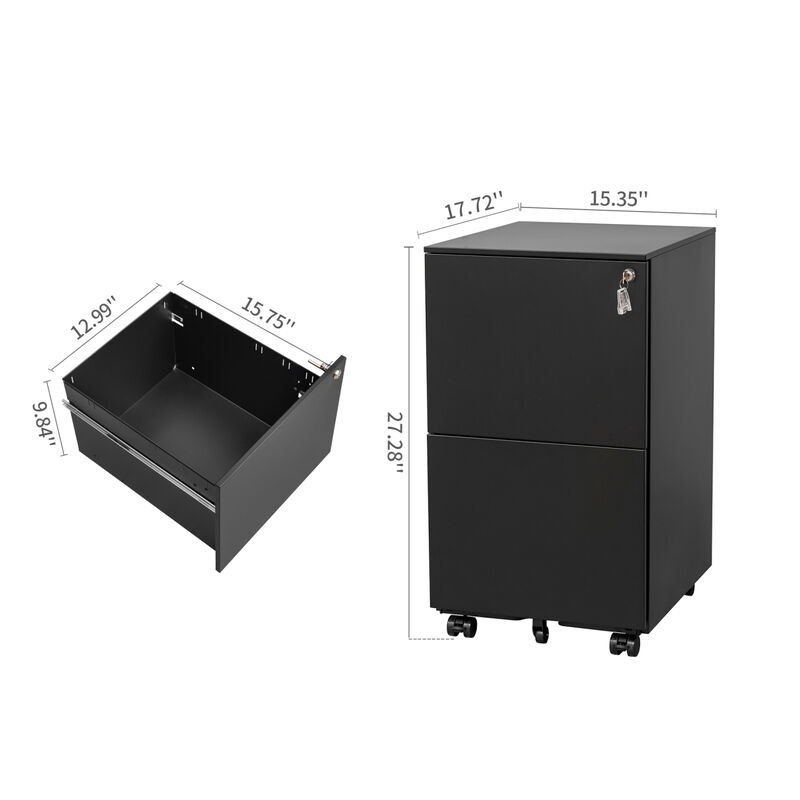 Streamdale Steel Mobile File Cabinet with Lock & Anti-tilt Wheels