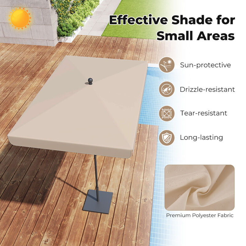 Compact 6.5 x 4.3 Ft Outdoor Balcony Umbrella Rectangular with Adjustable Tilt Button image number 5