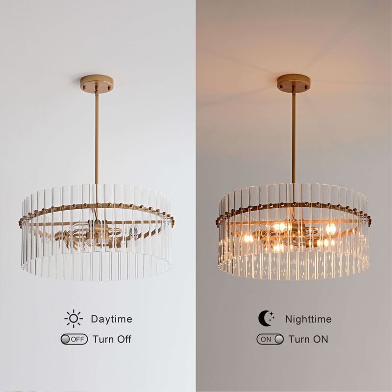Paula Brushed Brass 5-light 20" Hollow Glass Round Chandelier image number 3