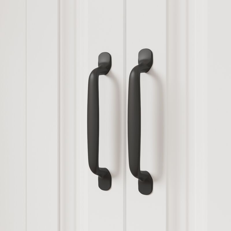 White Wood 31.5 in. W Food Pantry Cabinet Kitchen Buffet Bar Storage Rack, With Double Doors, Rotating Storage Racks