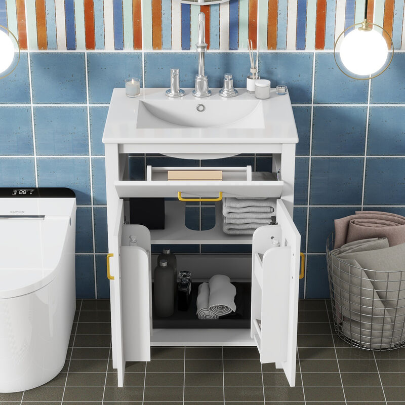 ELEMENT ACE Compact Bathroom Vanity Combo with Ceramic Sink and Soft Close Doors for Small Space Efficiency image number 5