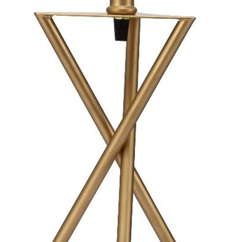 Hivvago Contemporary Gold Geo Table Lamp with White Shade