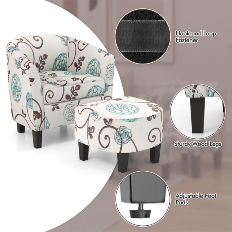 Hivvago Modern Accent Tub Chair and Ottoman Set with Fabric Upholstered