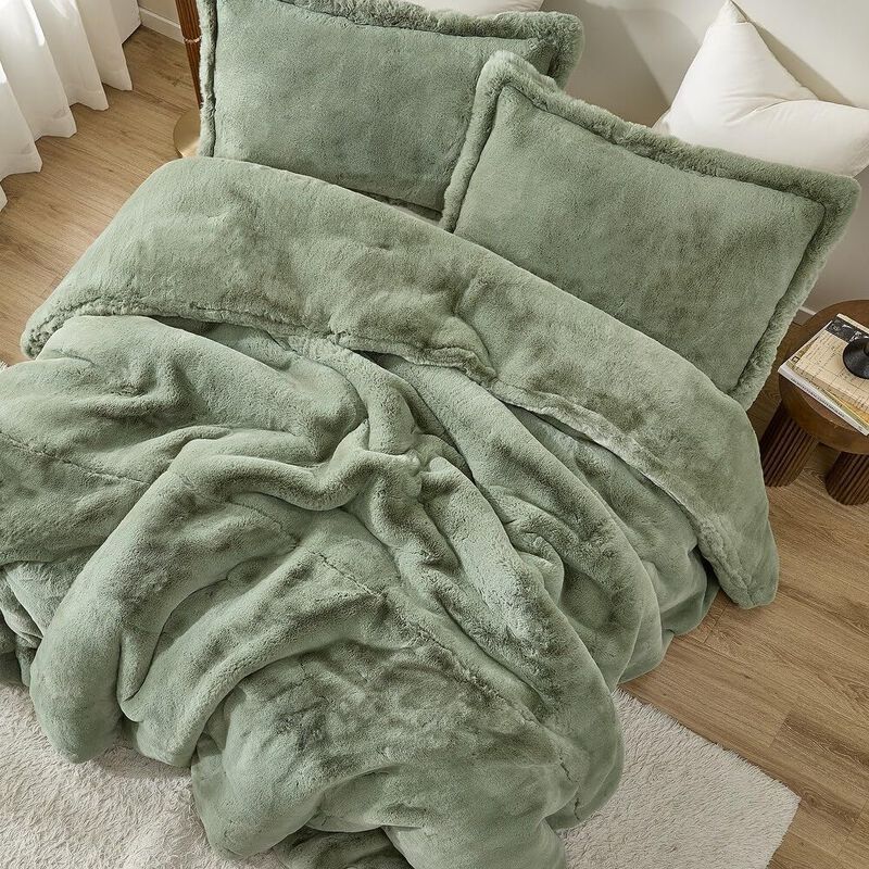 1,100 Bunnies - Coma Inducer® Oversized Comforter Set - Chunky Bunny® Reverse - Calming Sage