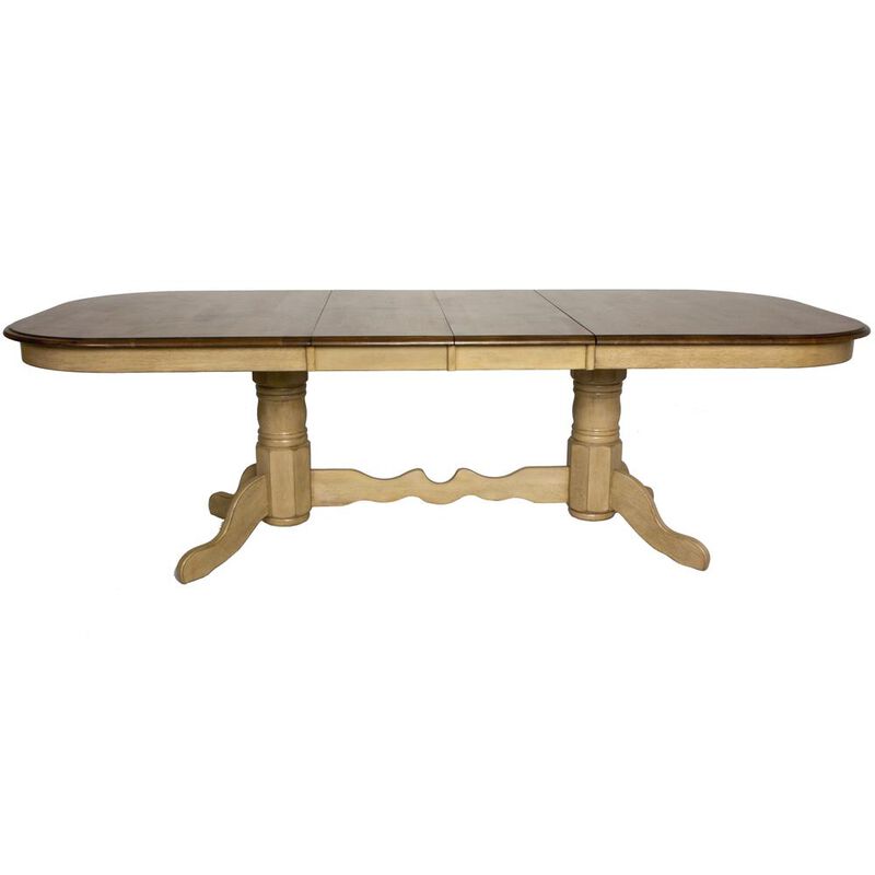 Sunset Trading Brook 96 Oval Double Pedestal Extendable Dining Table