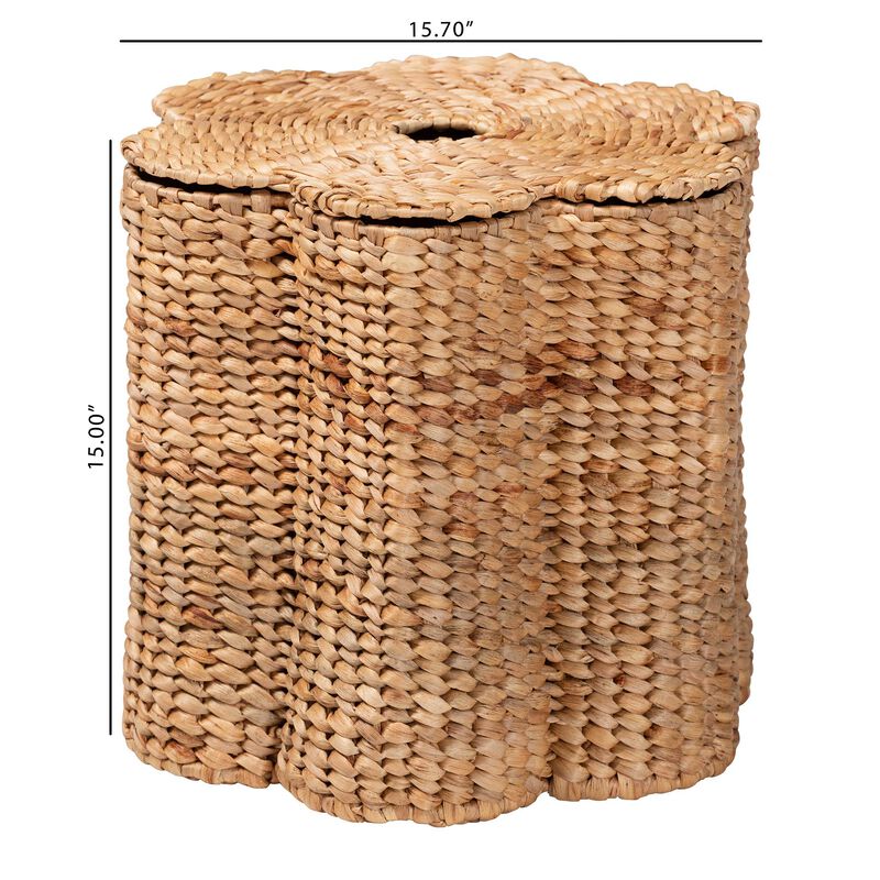 bali & pari Della Woven Seagrass Laundry Hamper - Handwoven Wicker Storage Basket with Scalloped Frame for Laundry Room or Bedroom image number 6