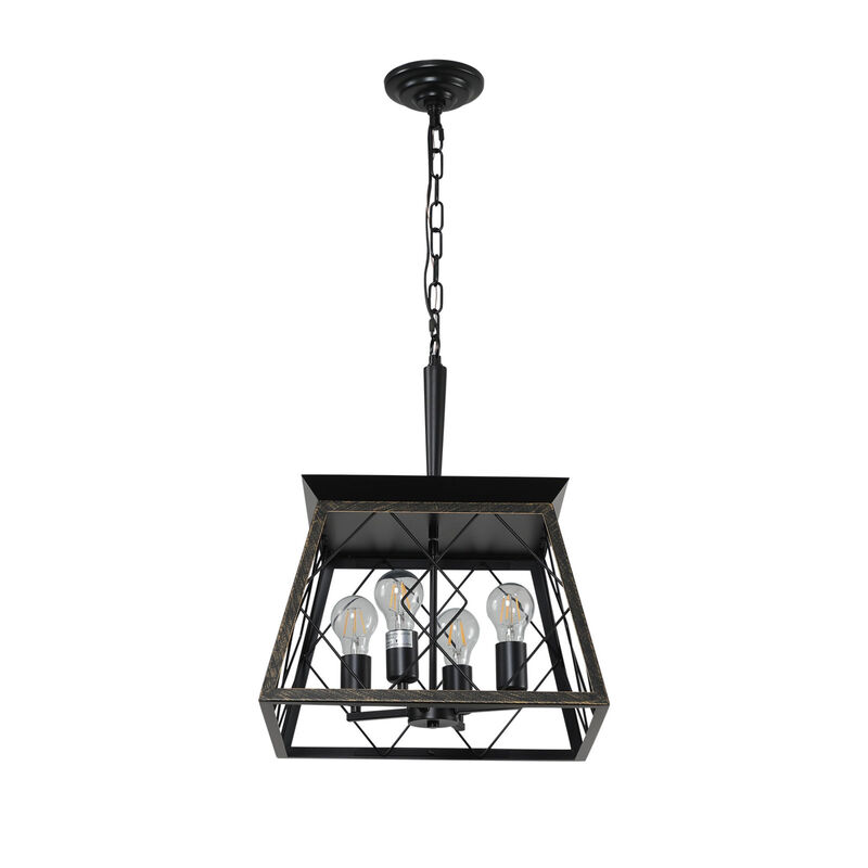 ELEMENT ACE Industrial 4-Light Pendant Chandelier with Metal Cage Design Adjustable Hanging Ceiling Light Fixture for Dining Room Kitchen Living Room image number 0