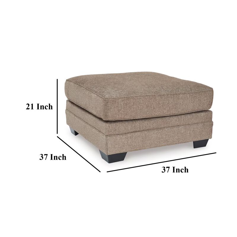 Sylvie Oversized Square Ottoman, Foam Nutmeg Brown Polyester, 37 Inch - Benzara