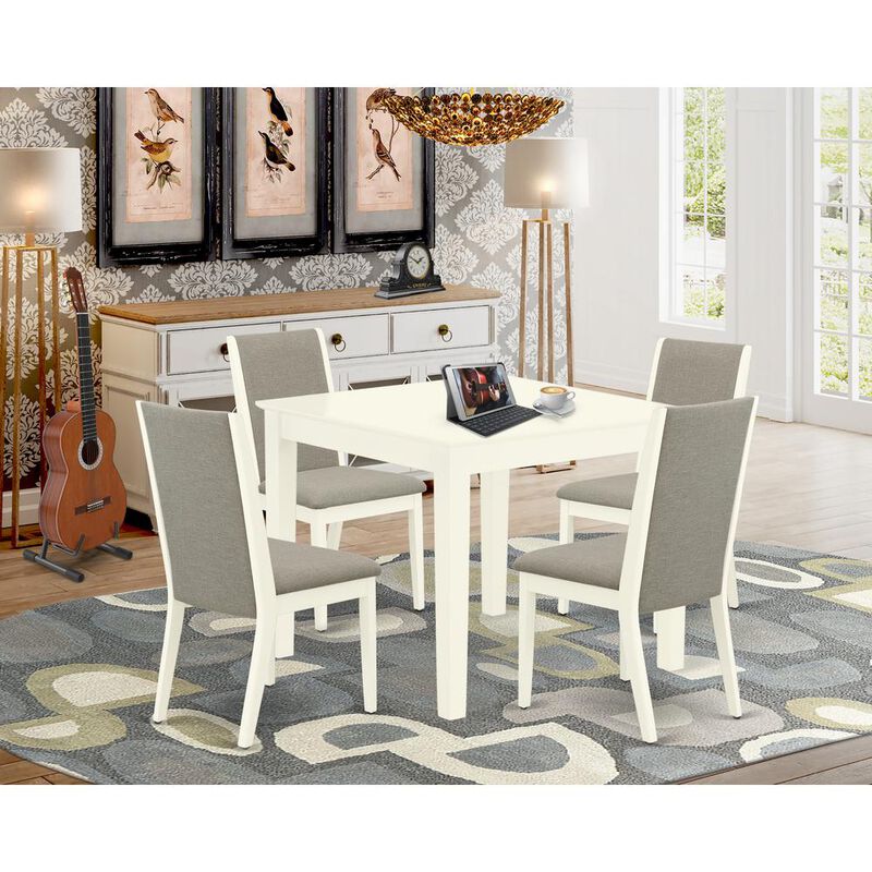 East West Furniture Dining Room Set Linen White