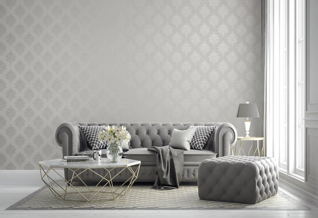 Palazzo 2 Medallion Damask White Wallpaper G68672